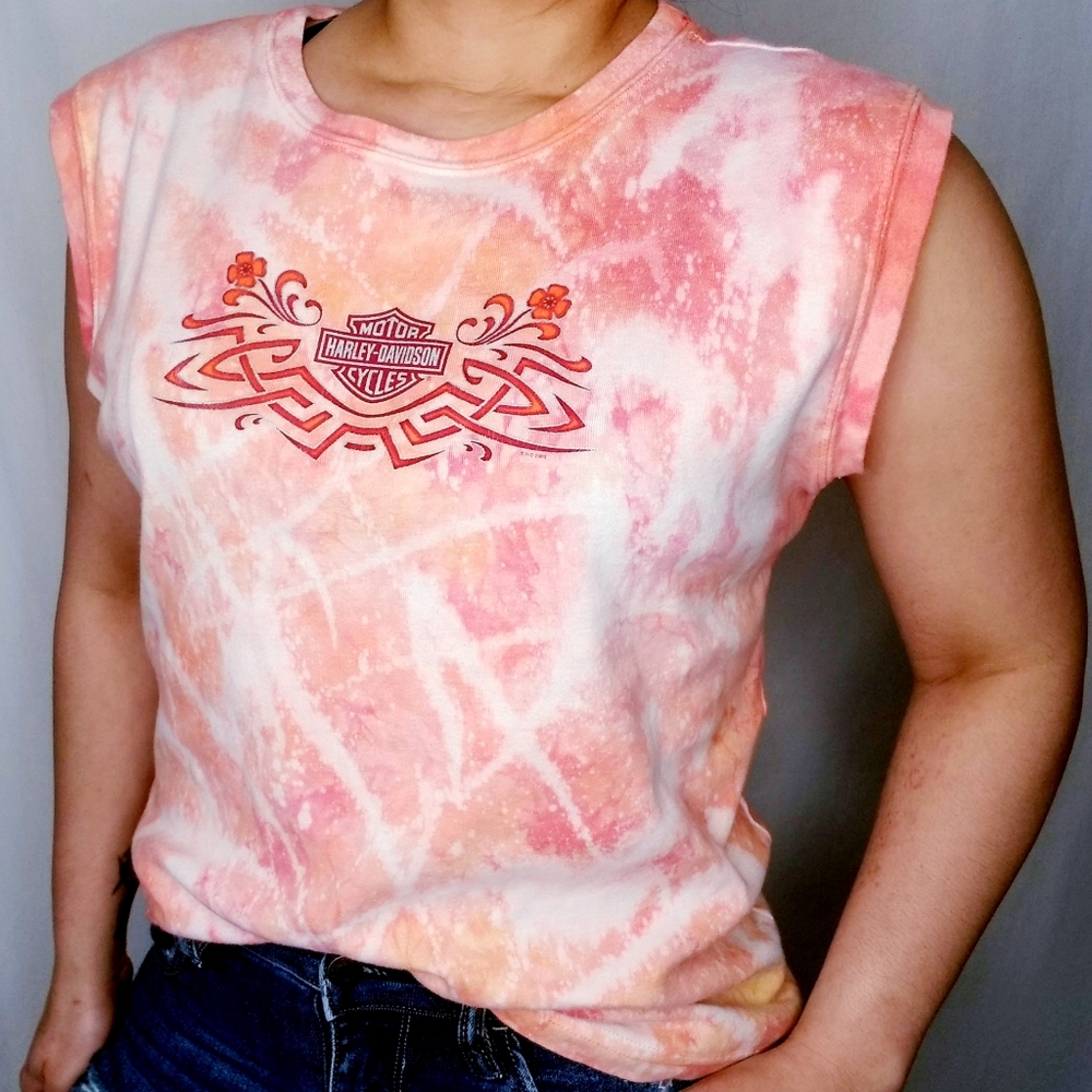 Harley Davidson | Custom Bleach Dye Graphic Tank